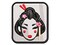 Japanese Geisha Woman Head Multi-Color Embroidered Iron-On or Hook & Loop Patch Applique